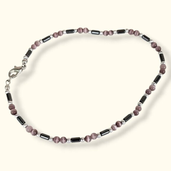 (2/$20) Beaded Hematite & Glass Anklet - Picture 1 of 4